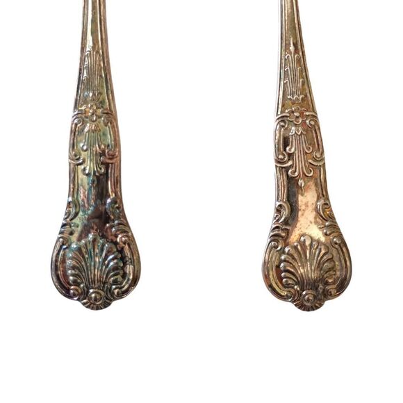 Raimond Sheffield England Serving Salad Spoon Fork Silver Plate Kings Fruit Vtg. - Picture 5 of 16